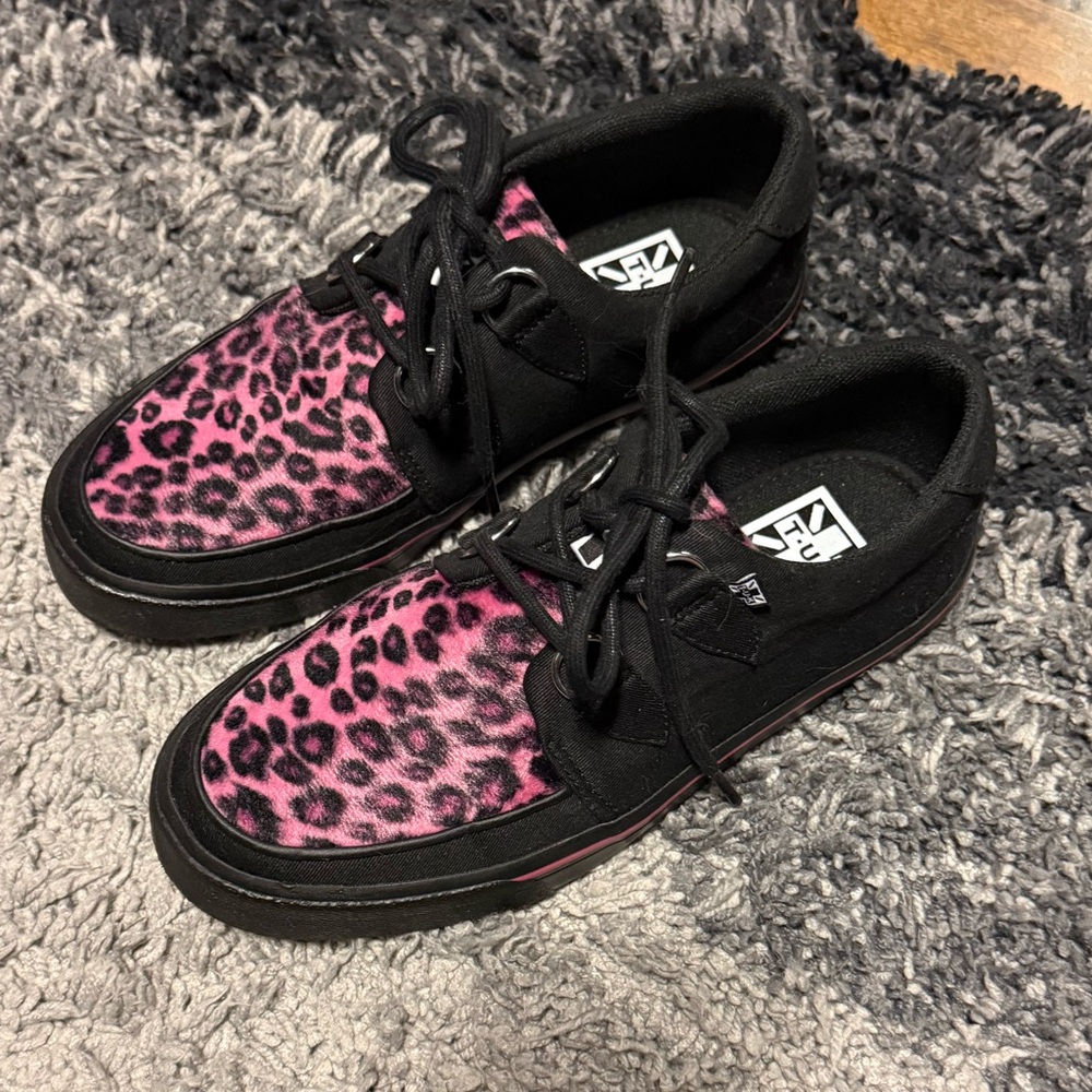 TUK Black and Pink Leopard Creeper Shoes